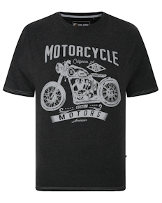 KAM Motorrad-Print-T-Shirt Anthrazit meliert